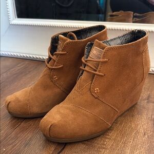 Toms Tan Ankle Booties with Wedge Heel